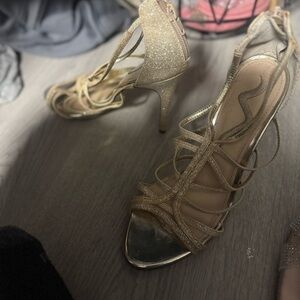 Elegant Gold Strappy Heels